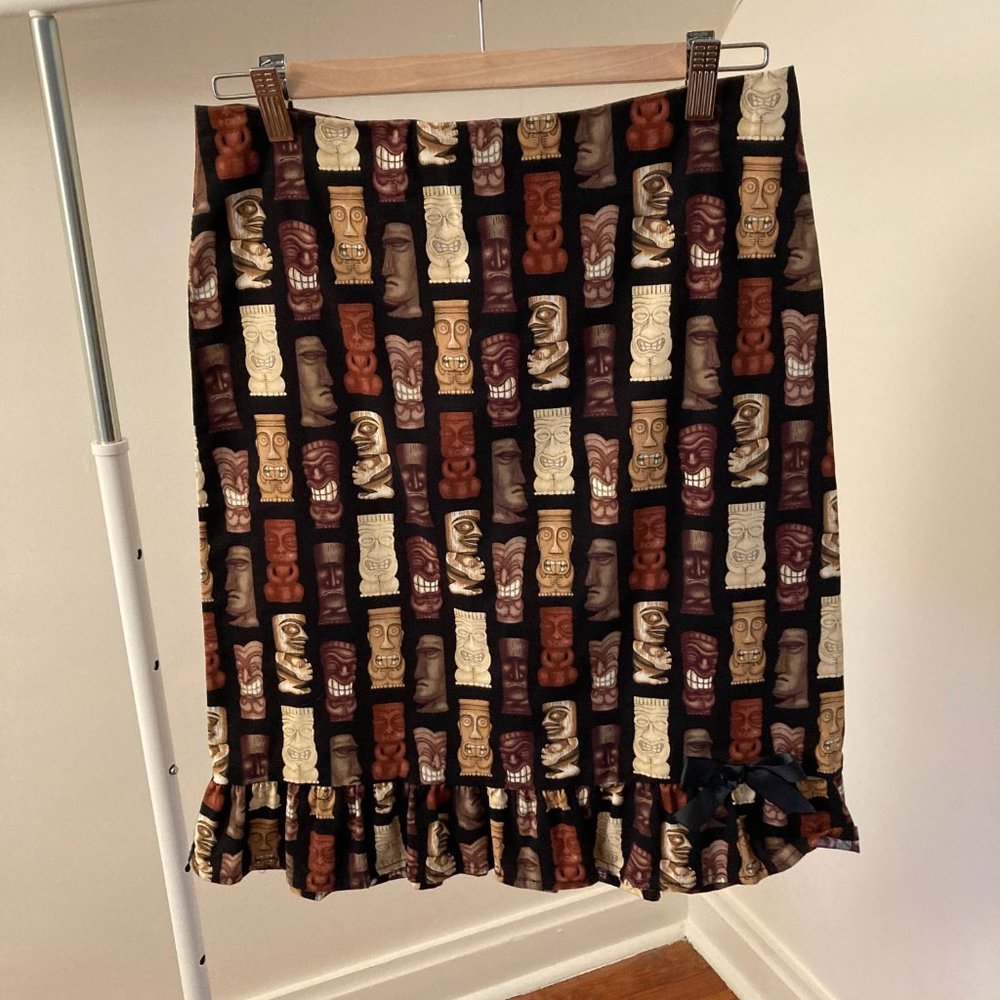 Paper Doll Productions Tiki Print Skirt Size Small
